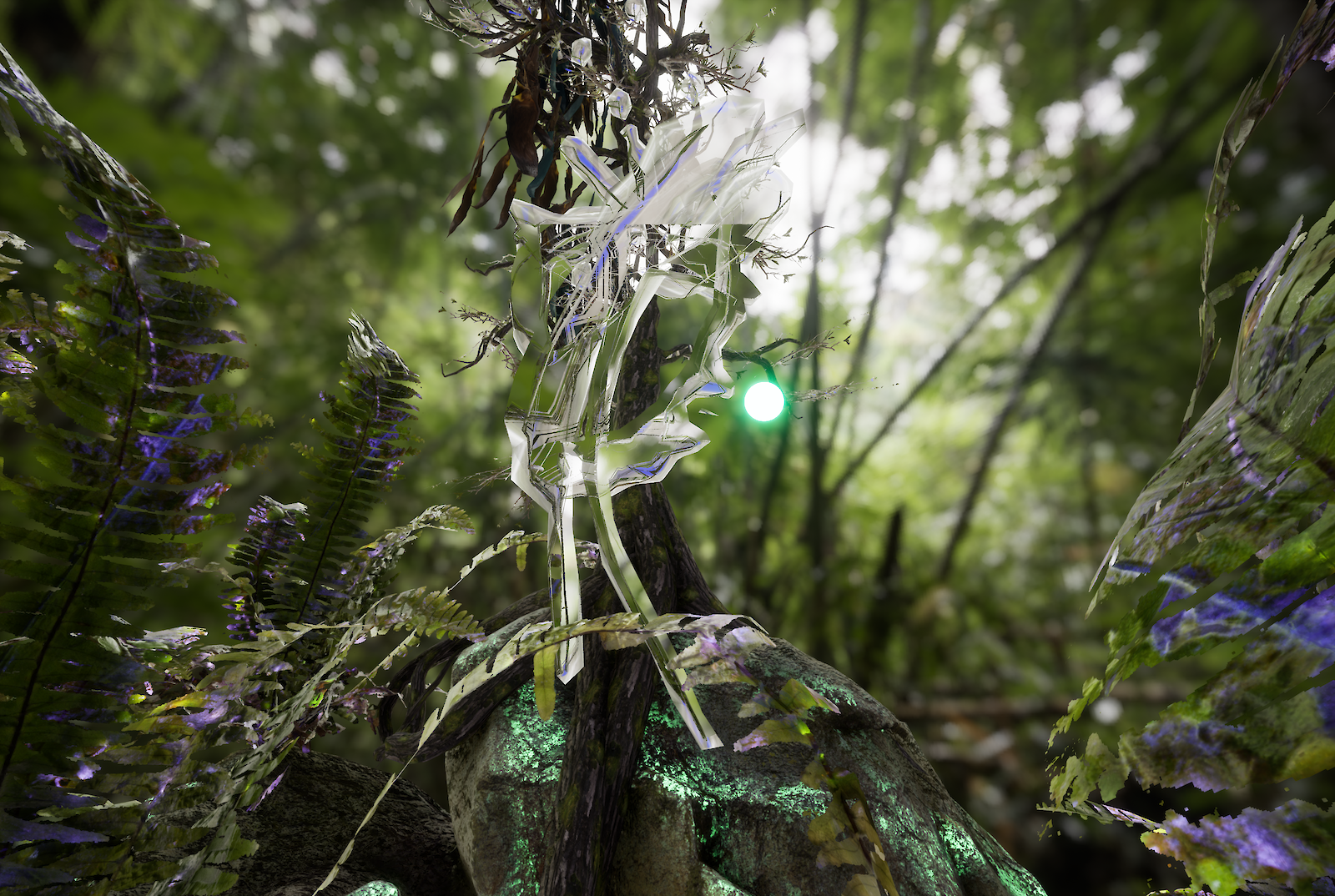 RE-ANIMATED 2018-19, VR Still image, Visualization of the extinct Kauaʻi ʻōʻōbird’s call. Credit: Courtesy of the Artist.