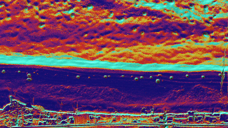 Another colour variation of colouring different terrain slopes for better visibility of individual «Bodensee-Hügeli». Another section in the hill chain.