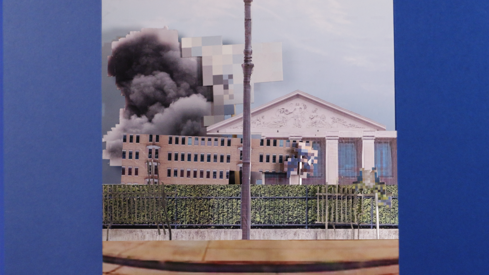 Still from «Anatomy of Non-Fact, Chapter 2», showing a reconstruction of the pentagon explosion hoax image. © Martyna Marciniak.